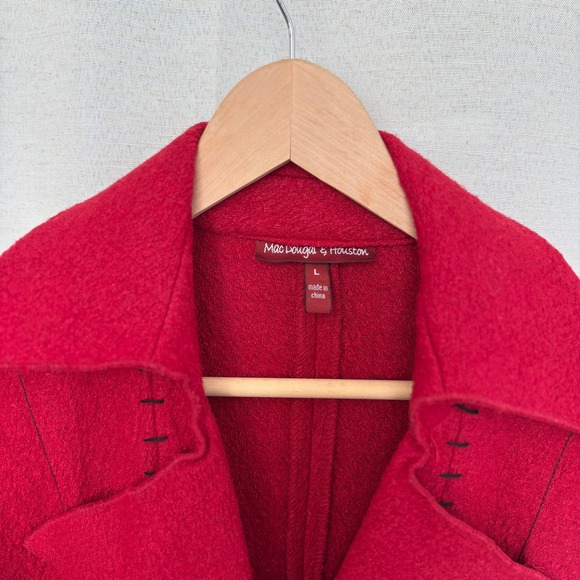 MacDougal & Houston boiled wool Blazer Jacket Size L Cherry Red Lagenlook blend - Picture 2 of 7